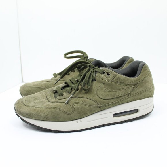 Nike Air Max 1 Premium Olive Green Suede Men's Size 10.5 (875844-301) - Picture 1 of 7